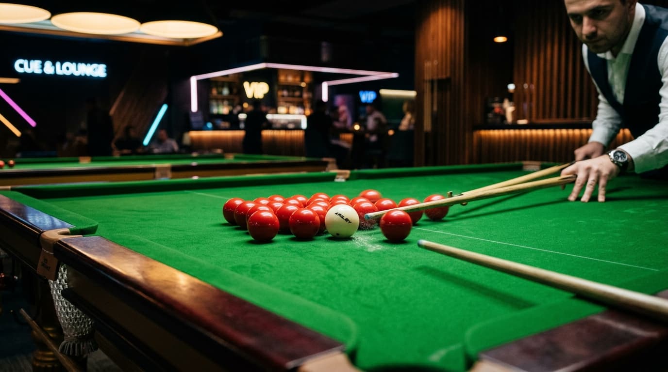 Live snooker match with SnookBill table timer and real-time billing HUD